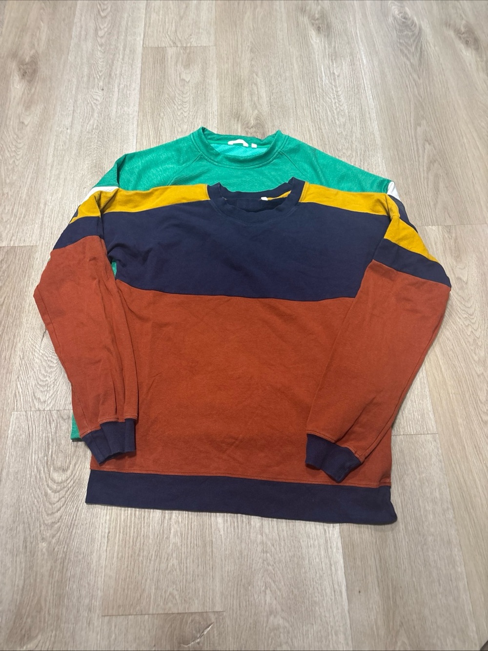 Cotopaxi Mens Green White Stripe Colorblock Crewneck Sweatshirt Medium